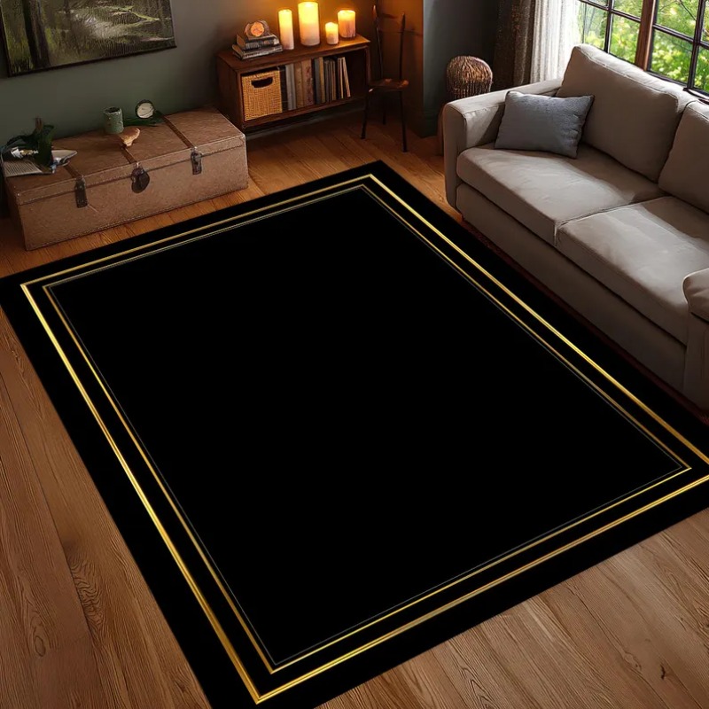 Modern Black Gold Area Rug Min – Commercial Digital Printing Bewertung und Preis