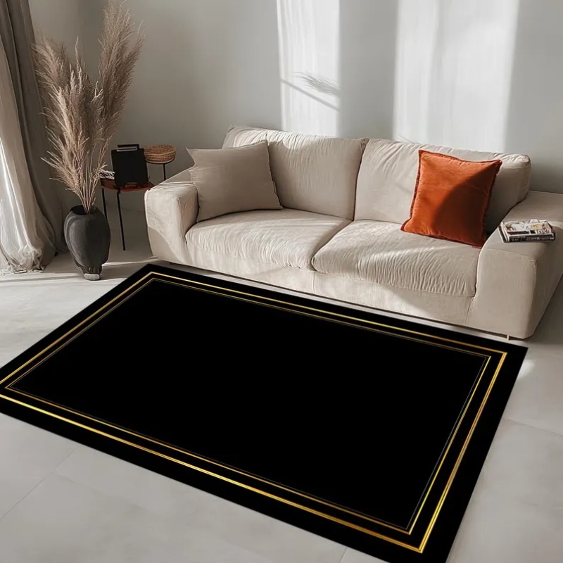 Modern Black Gold Area Rug Min – Commercial Digital Printing Bewertung und Preis