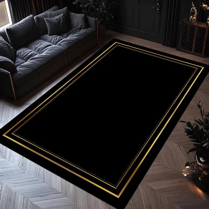 Modern Black Gold Area Rug Min – Commercial Digital Printing Bewertung und Preis