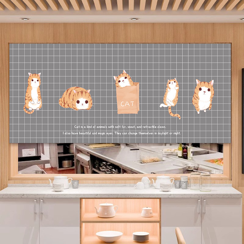 VIKAMA Grey Grid Cartoon Noren – Commercial Window Printing Bewertung und Preis