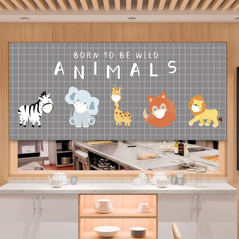 VIKAMA Grey Grid Cartoon Noren – Commercial Window Printing Bewertung und Preis