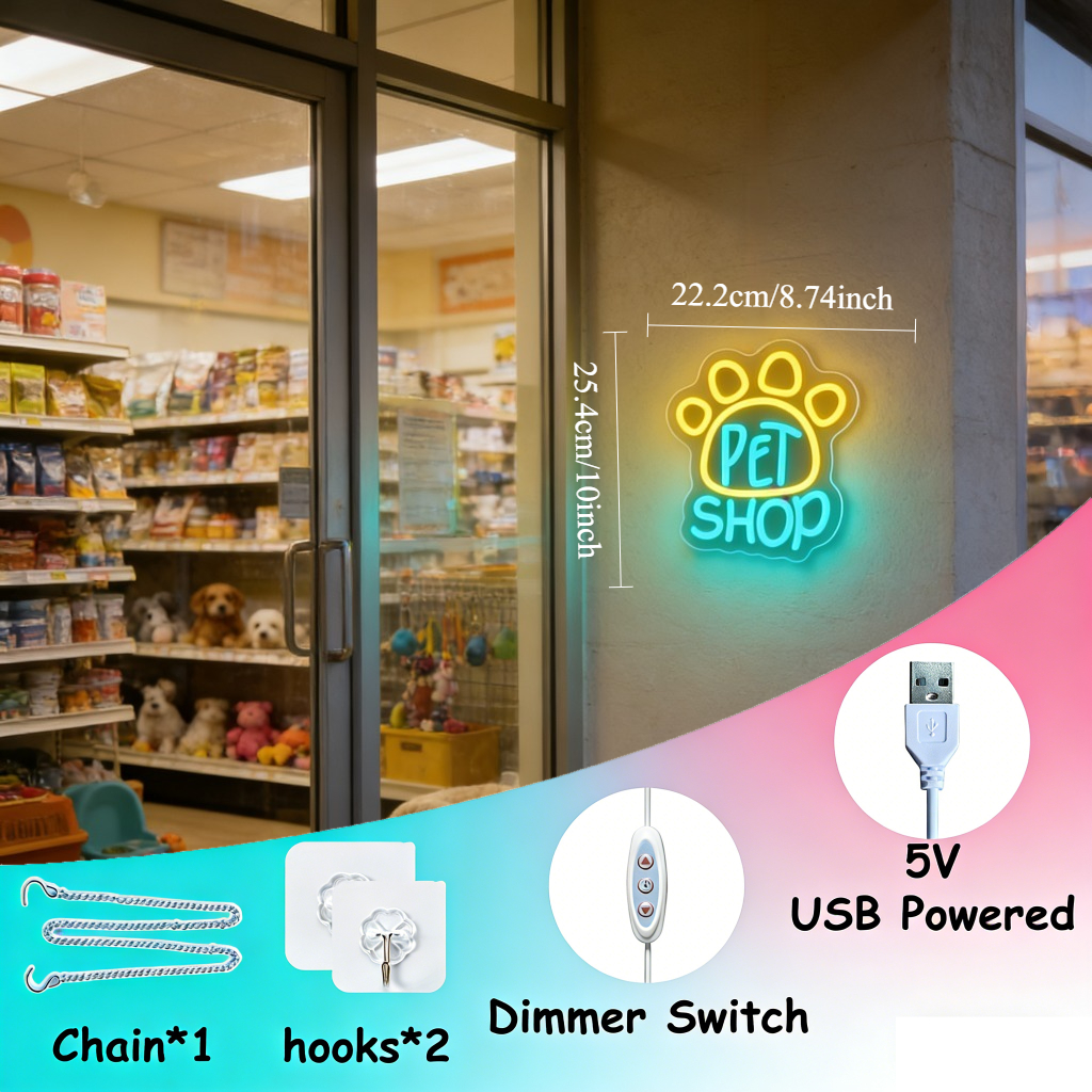 Pet Shop Neon Sign LED Wall Ar – Commercial Window Printing Bewertung und Preis